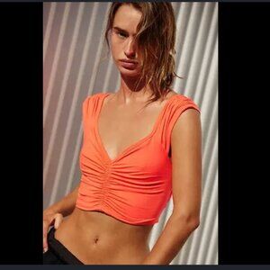 Free People Breath Deeper Crop Tank - Orange - S